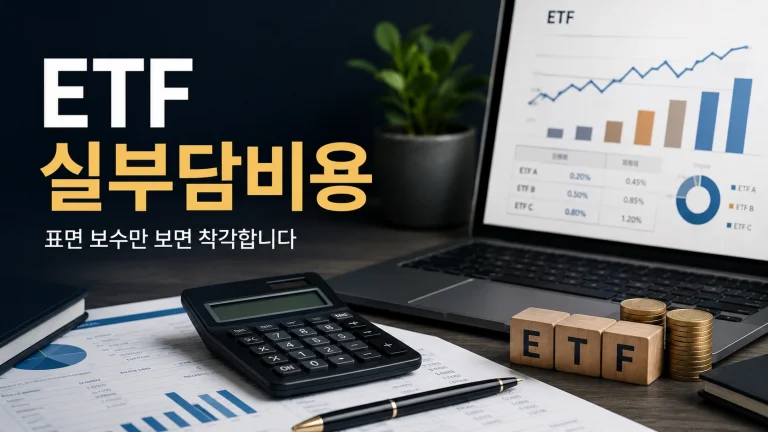 ETF 총보수와 배당 ETF 실부담비용을 비교하는 투자 분석 이미지