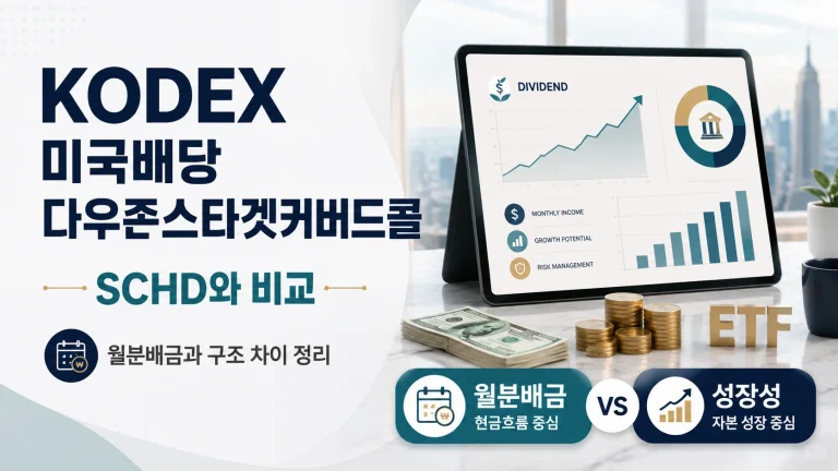 KODEX 미국배당다우존스타겟커버드콜 SCHD 월분배금 비교