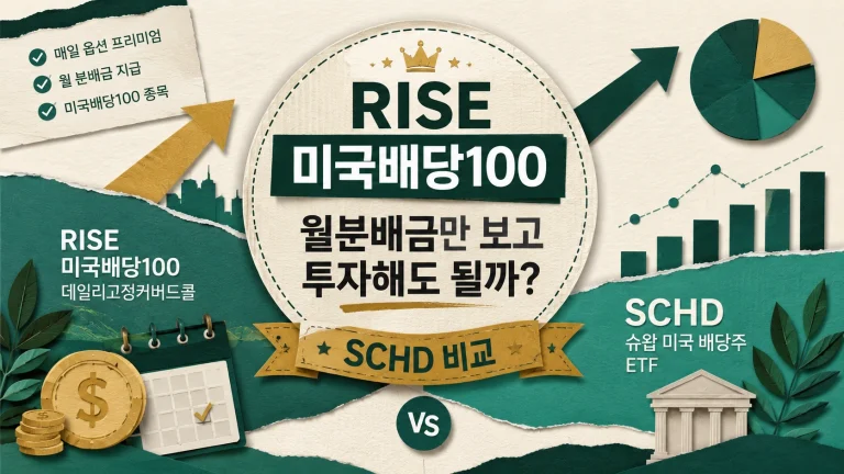 RISE 미국배당100데일리고정커버드콜 SCHD 월분배금 비교