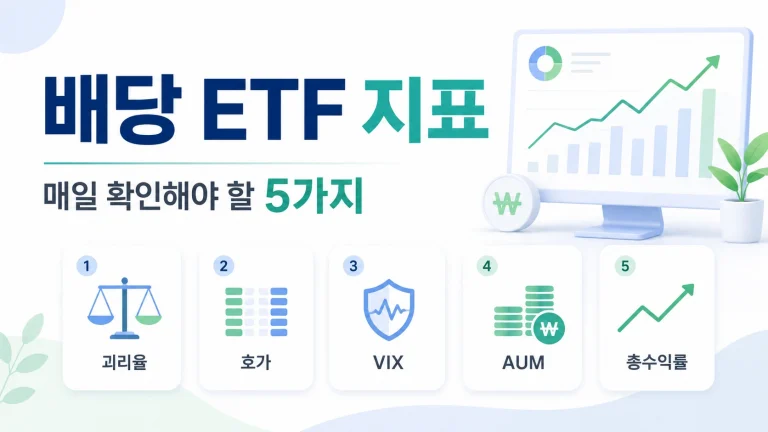 배당 ETF 투자자가 매일 확인해야 하는 5대 핵심 지표 인포그래픽