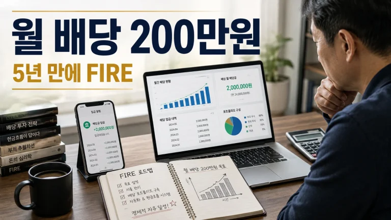 2억으로 월 배당 200만원 파이어족 달성 포트폴리오 비중 및 자산 로드맵 인포그래픽