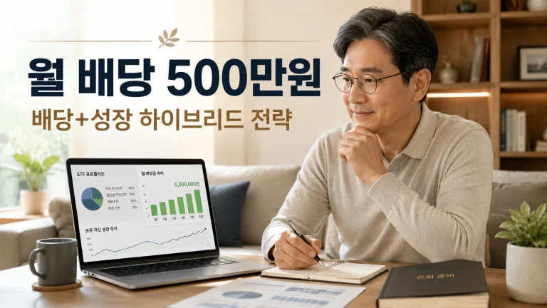 4억으로 월 배당 500만원 달성 50대 파이어족 포트폴리오 비중 및 연령별 로드맵 인포그래픽