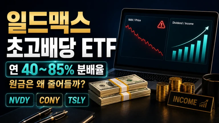 일드맥스 초고배당 ETF NVDY CONY TSLY의 2026년 분배율과 NAV 위험 비교