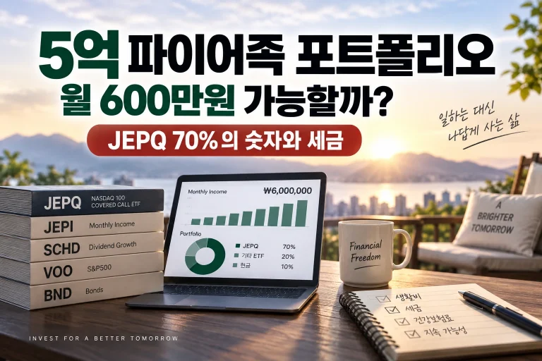5억 파이어족 포트폴리오, JEPQ 70%로 월 600만원 가능할까?