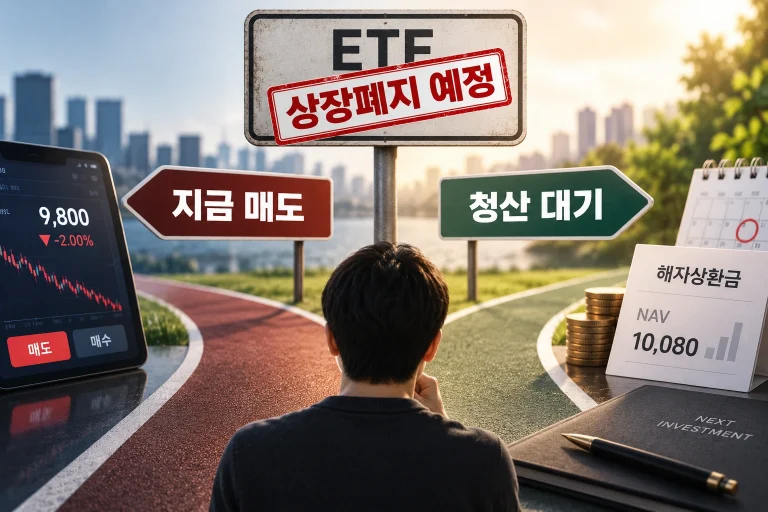 ETF 상장폐지 예정 지금 매도할까 청산을 기다릴까 비교