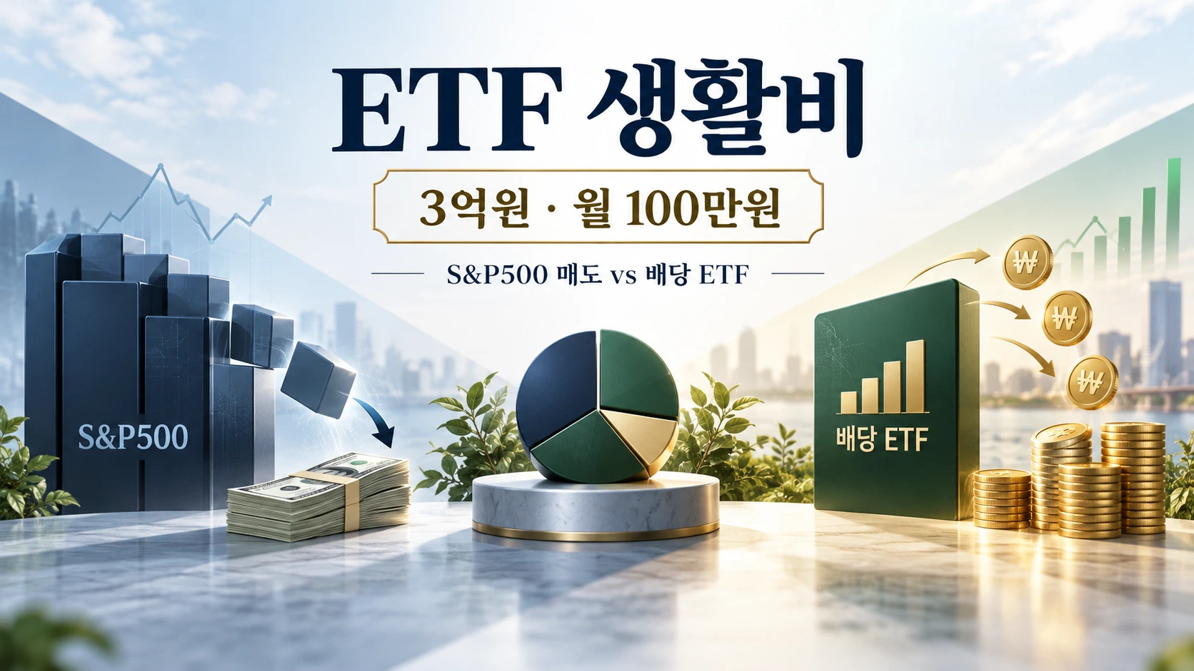 ETF 생활비 3억원으로 월 100만원 S&P500 매도와 배당 ETF 비교