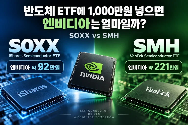 SOXX SMH 비교 1000만원 투자 엔비디아 비중 차이
