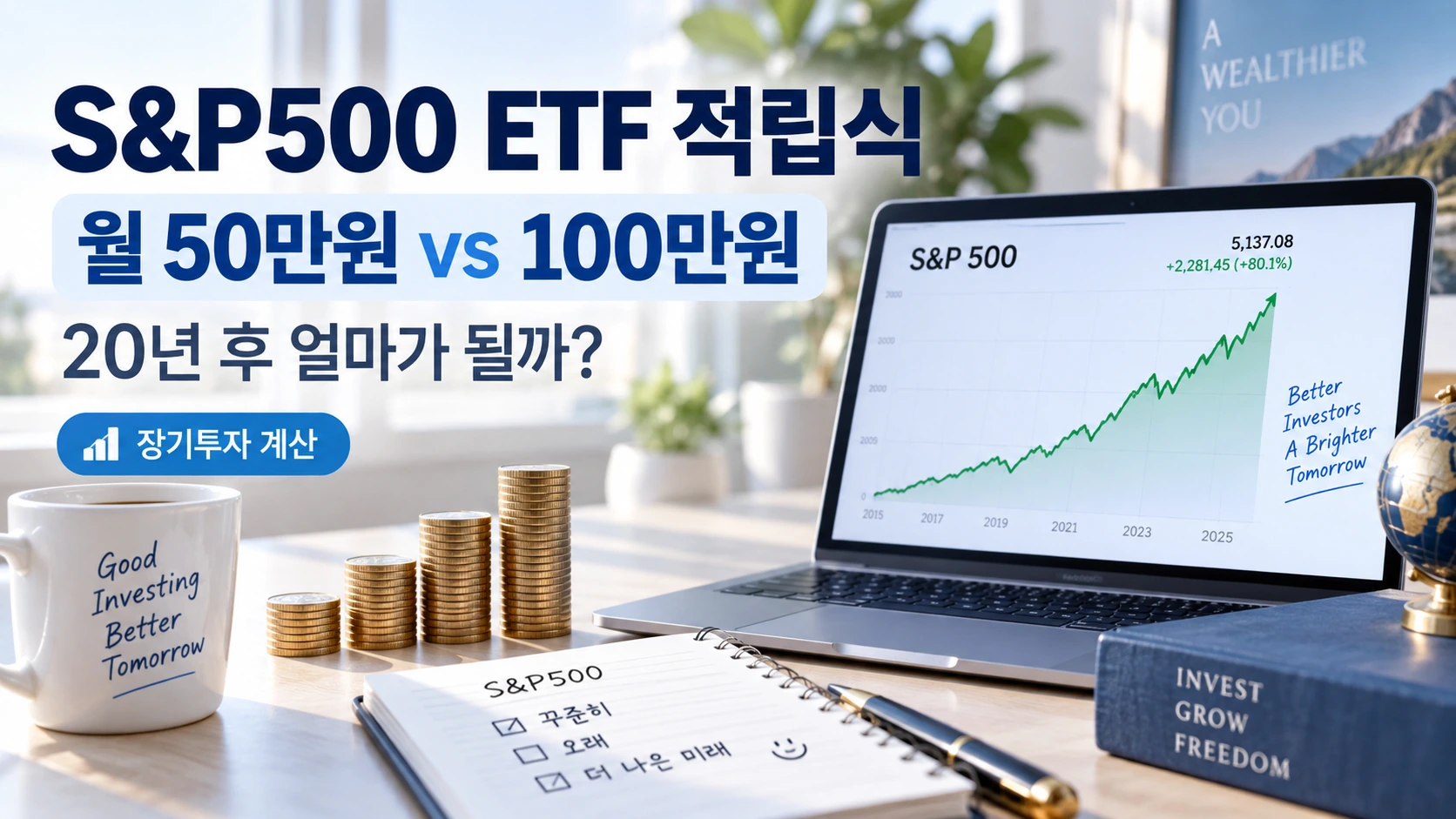 S&P500 ETF 적립식 월50만원 100만원 20년 자산 계산