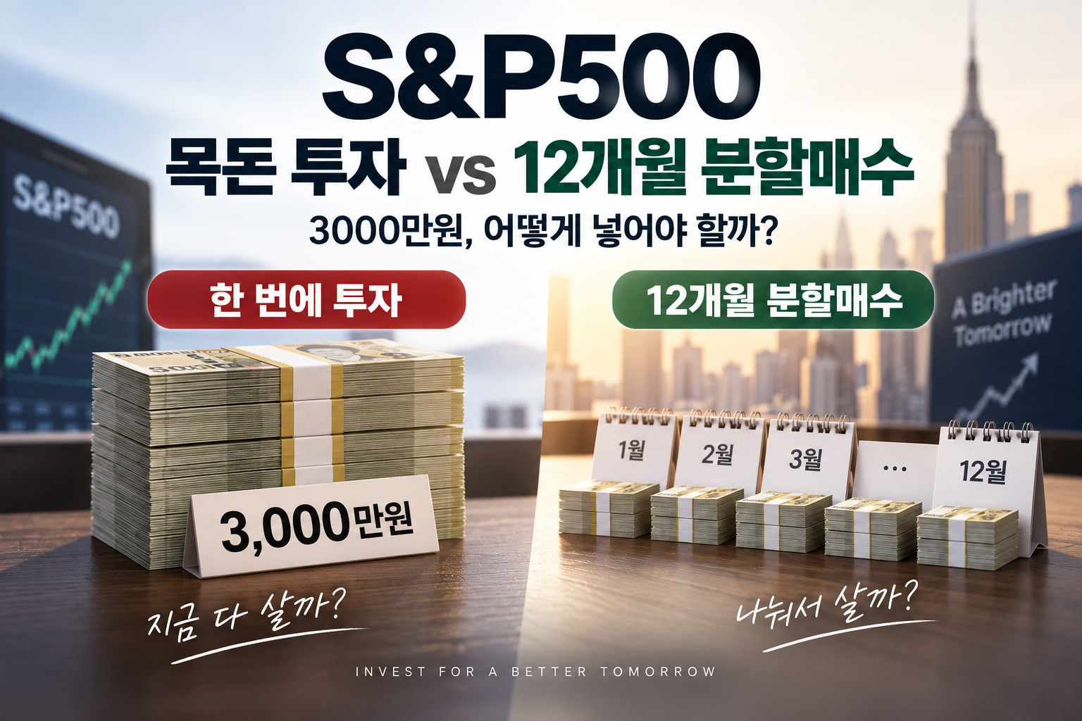 S&P500 목돈 투자 3000만원과 12개월 분할매수 비교