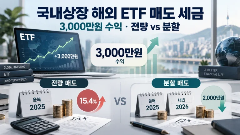 국내상장 해외 ETF 매도 세금 수익 3000만원 전량 매도와 분할 매도 비교