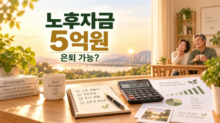 노후자금 5억원의 월 생활비별 인출률과 50대 은퇴 포트폴리오