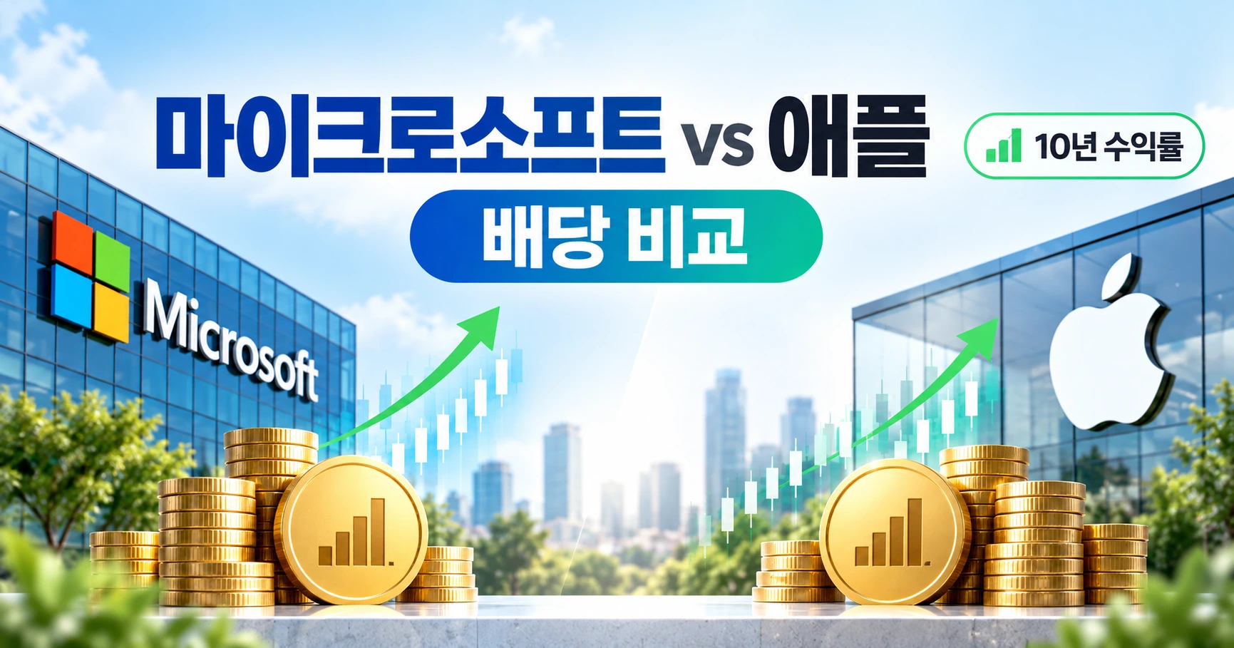 마이크로소프트 애플 배당 10년 성장률과 총수익률 비교