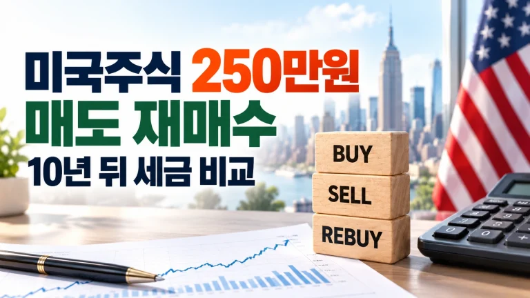 미국주식 250만원 매도 재매수 10년 양도소득세 비교