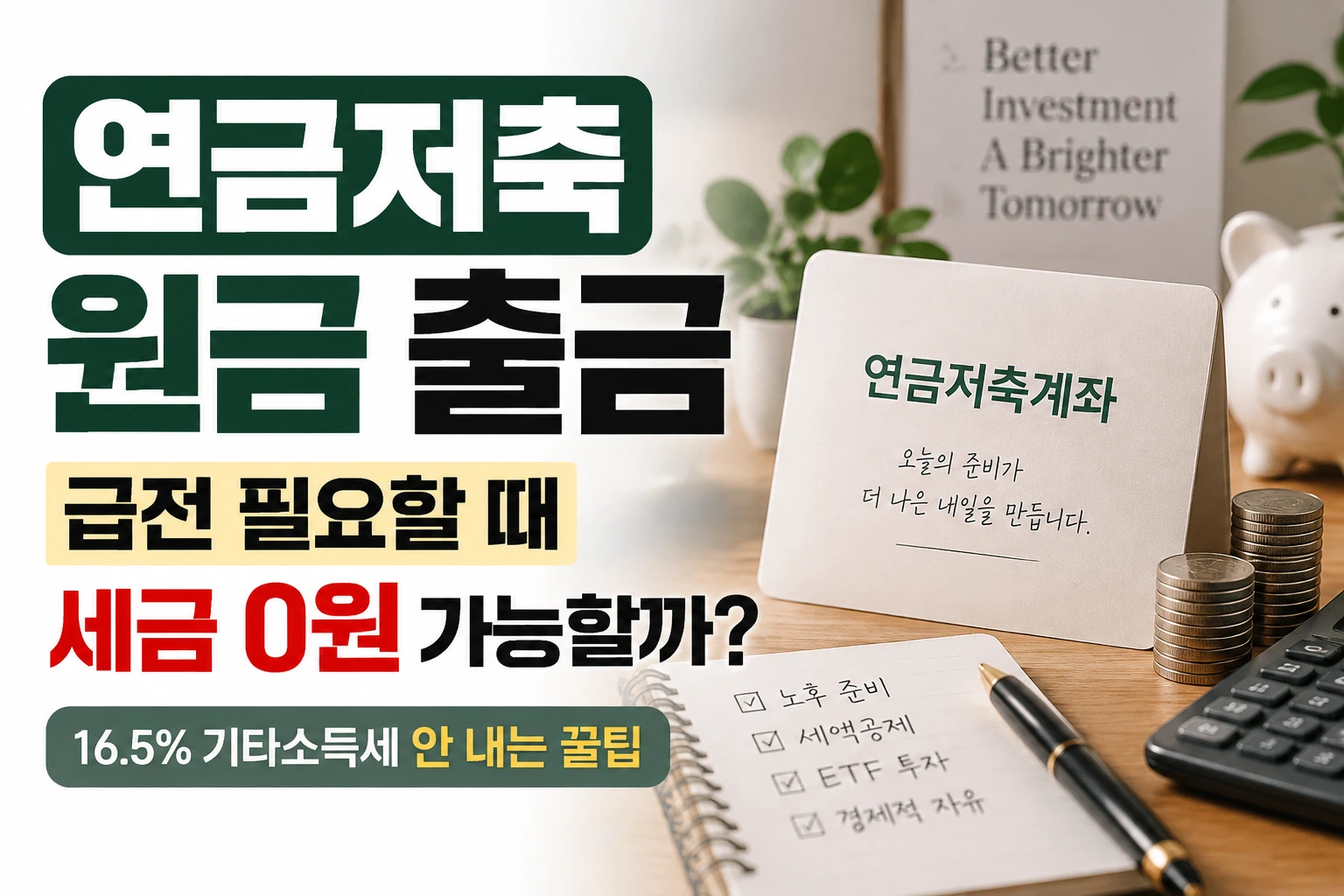 연금저축 원금 출금 조건과 과세제외금액을 확인하는 연금저축계좌와 투자 계획 이미지