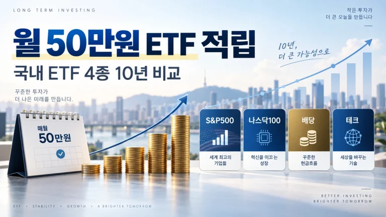 월 50만원 ETF 적립 국내 상장 ETF 4종 10년 비교