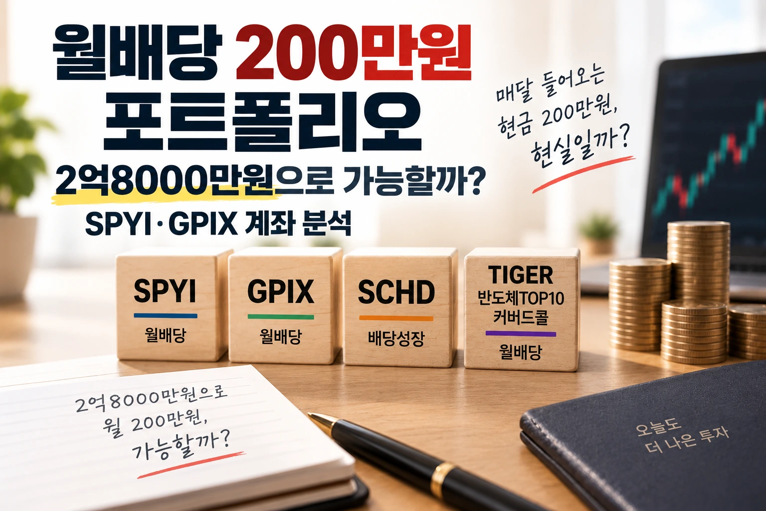 월배당 200만원 포트폴리오 SPYI GPIX SCHD 2억8000만원 계좌