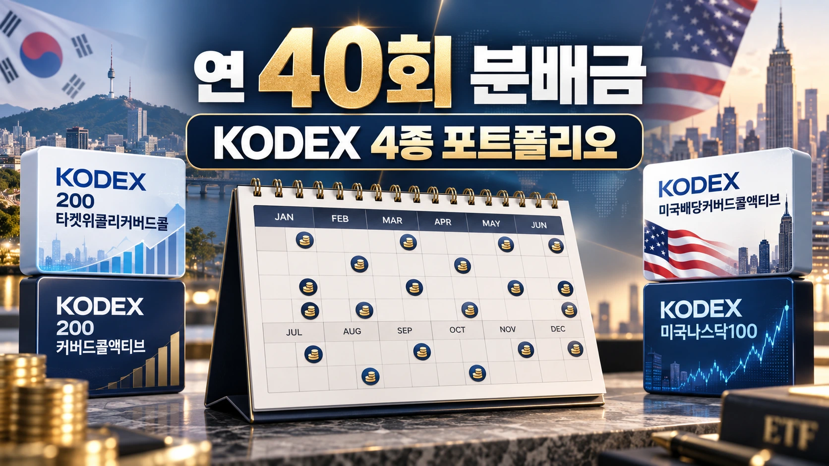 월배당 ETF 포트폴리오 KODEX 4종 연 40회 분배금 구조