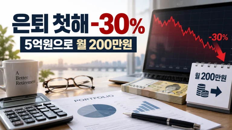 은퇴 후 주가 하락 시 5억원으로 월 200만원을 인출하는 계산