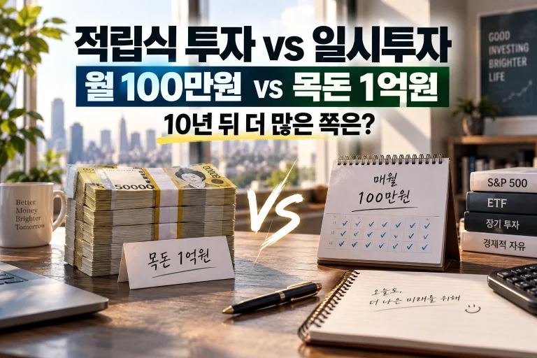 적립식 투자 일시투자 비교 월 100만원과 목돈 1억원 10년 결과