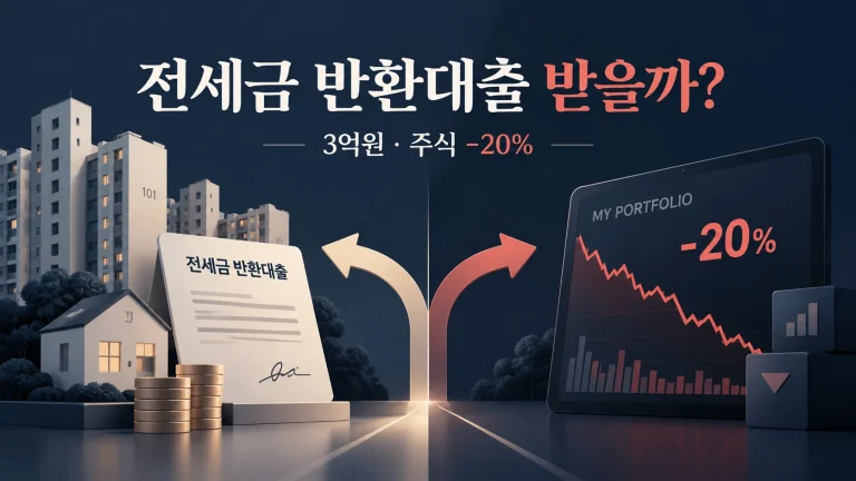 전세금 반환대출과 -20% 손실 주식 매도 3억원 비교
