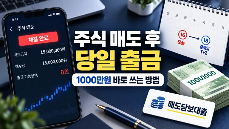 주식 매도 후 당일 출금과 1000만원 매도담보대출 이자 계산