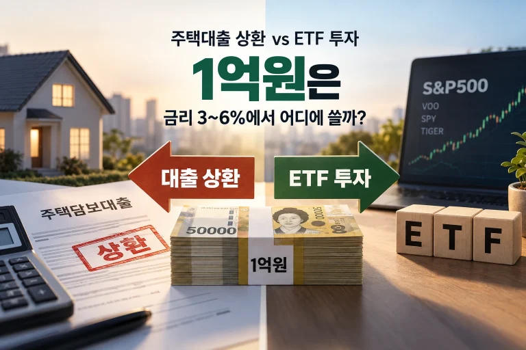 주택대출 상환 vs ETF 투자 1억원 금리 3~6% 비교