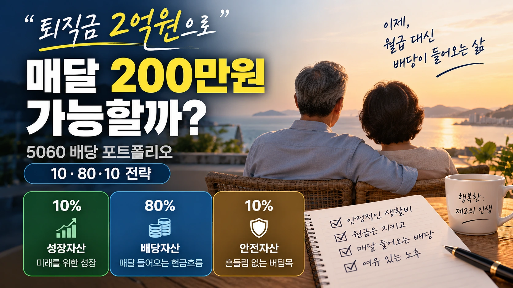 퇴직금 2억 월 200만원 배당 포트폴리오 현실 계산