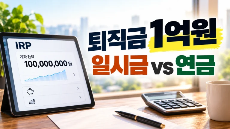 퇴직금 IRP 일시금 연금 비교 1억원 세금과 대출 상환