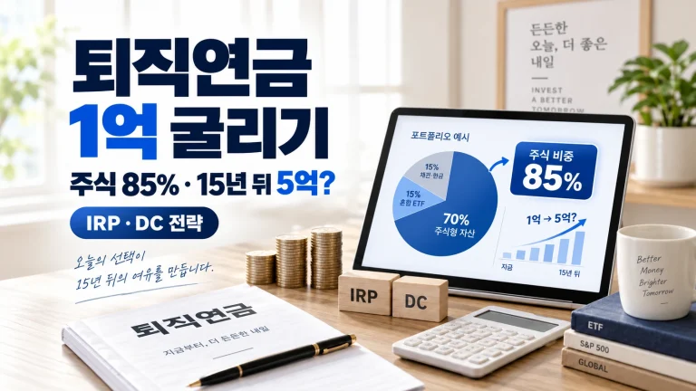 퇴직연금 1억 굴리기 주식 비중 85% 15년 복리 계산