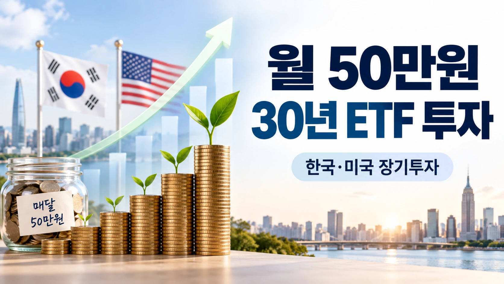 한국 미국 ETF 장기투자 월 50만원 30년 복리 자산 계산