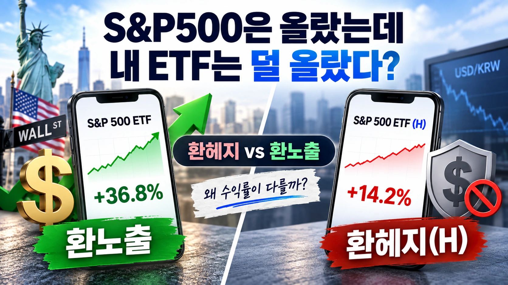환헤지 환노출 차이 S&P500 ETF 1억원 수익률 비교