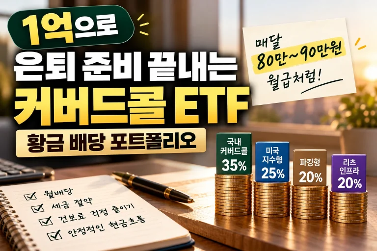 커버드콜 ETF 포트폴리오로 1억원에서 월 80~90만원 은퇴 생활비를 만드는 황금 배분