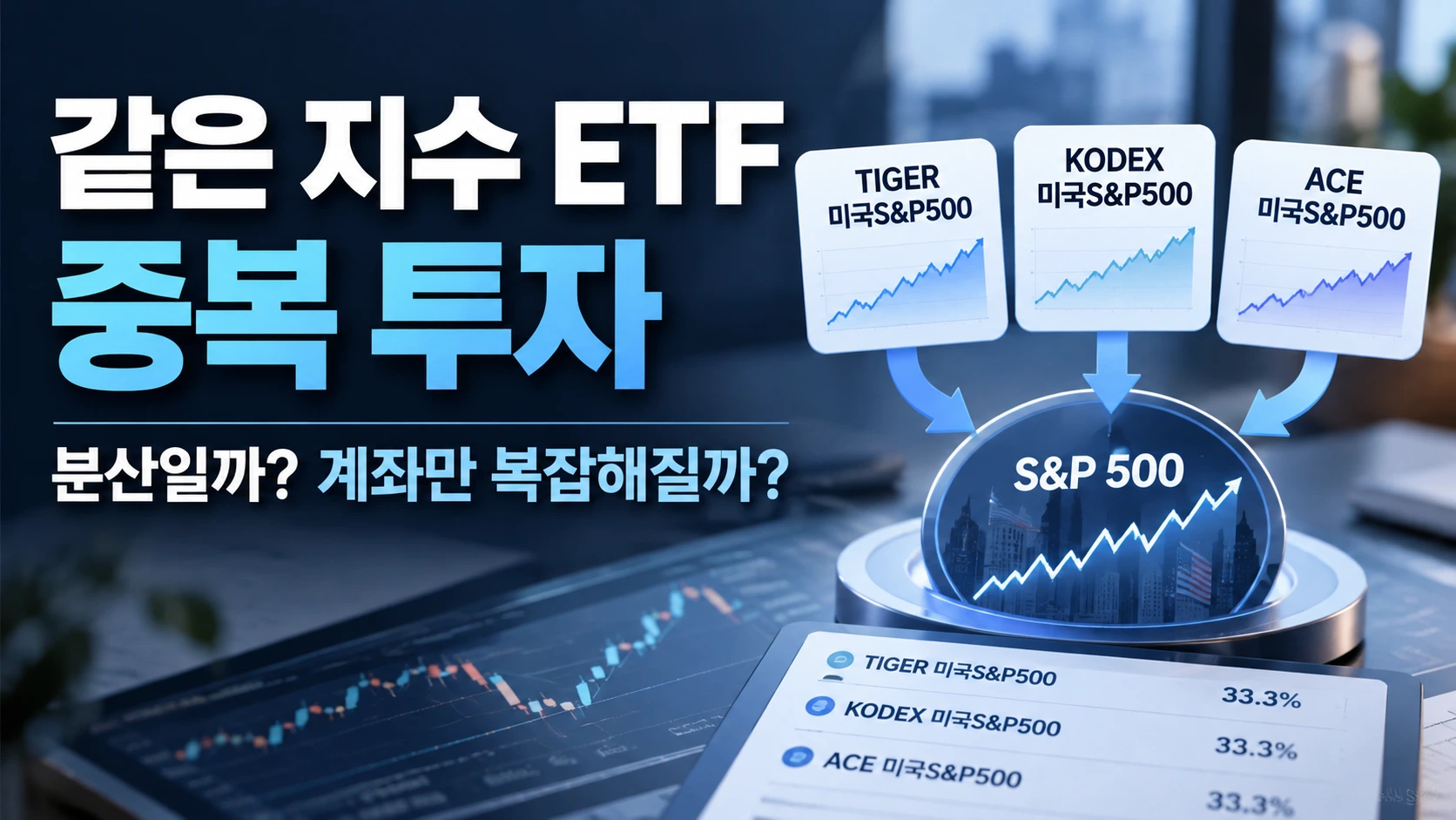 같은 지수 ETF 중복 투자 TIGER KODEX ACE 미국S&P500 분산 효과 비교