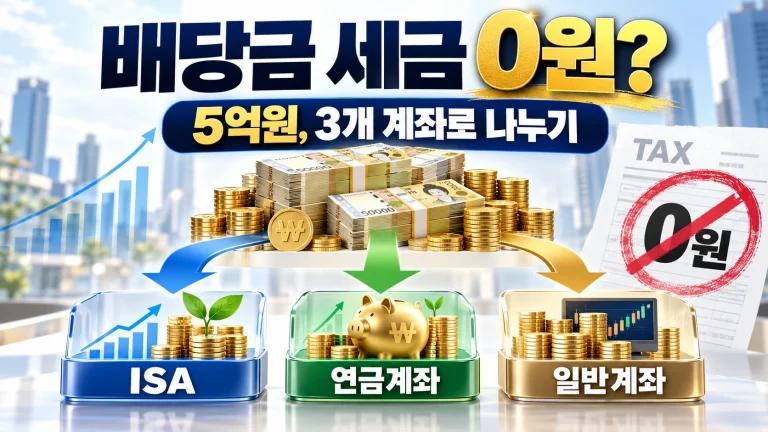 미국 ETF 배당금 세금 0원을 위한 5억원 ISA 연금 일반계좌 배분