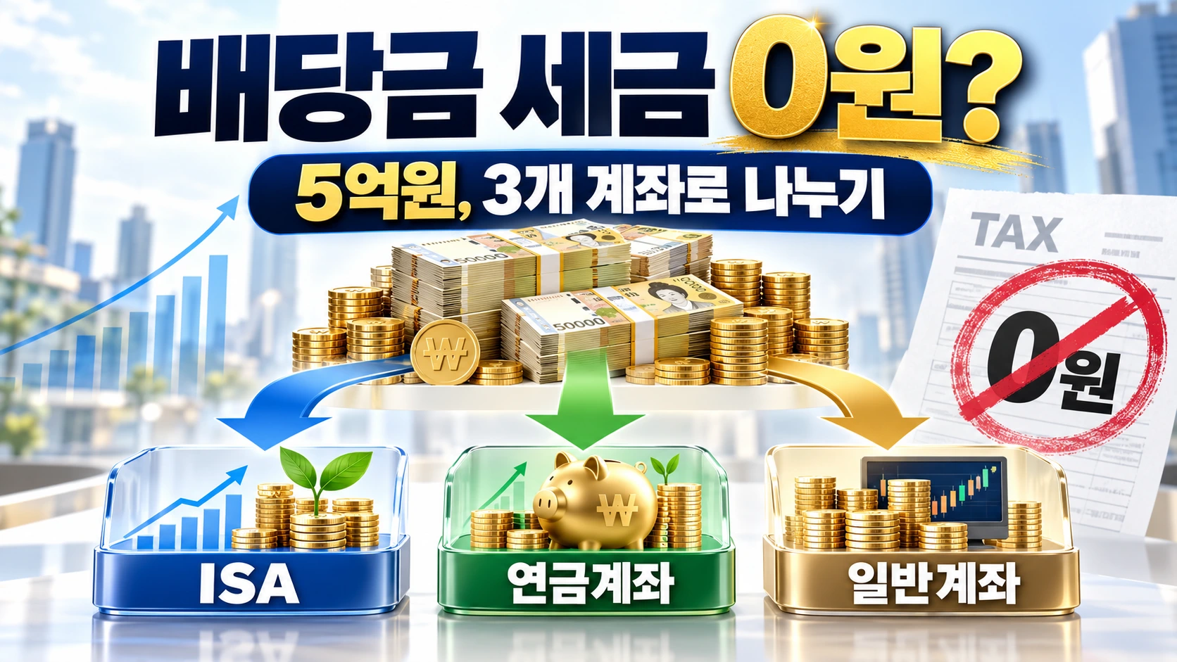 미국 ETF 배당금 세금 0원을 위한 5억원 ISA 연금 일반계좌 배분