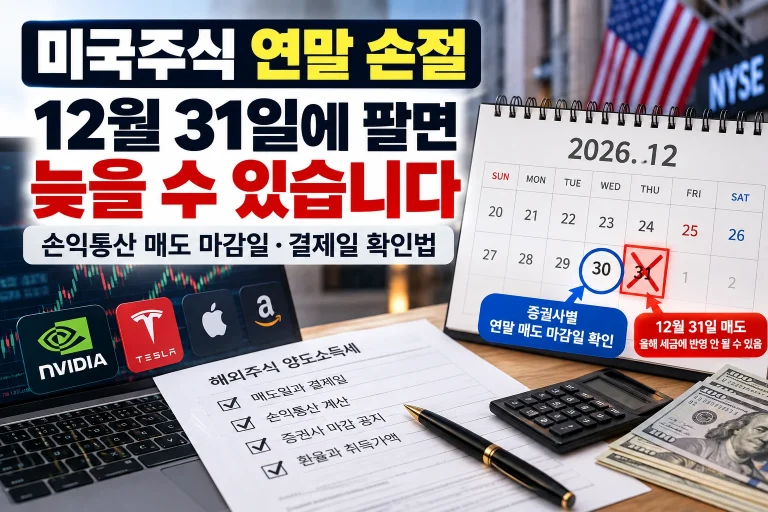 미국주식 연말 손절 2026년 손익통산 매도 마감일과 결제일