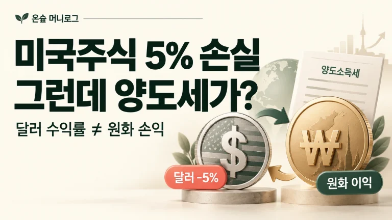 미국주식 환율 양도세 비교, 애플 달러 수익률 -5%와 원화 양도차익 520만원 가상 계산