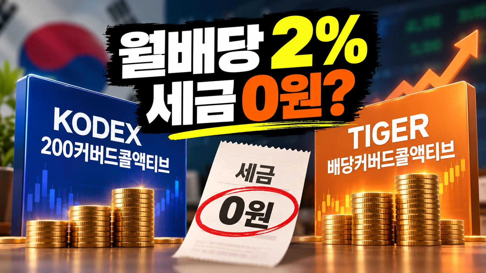 비과세 커버드콜 ETF KODEX 200커버드콜액티브와 TIGER 배당커버드콜액티브 월분배금 세금 비교