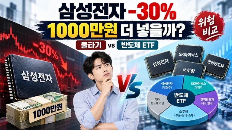 삼성전자 물타기와 반도체 ETF 1000만원 투자 비교