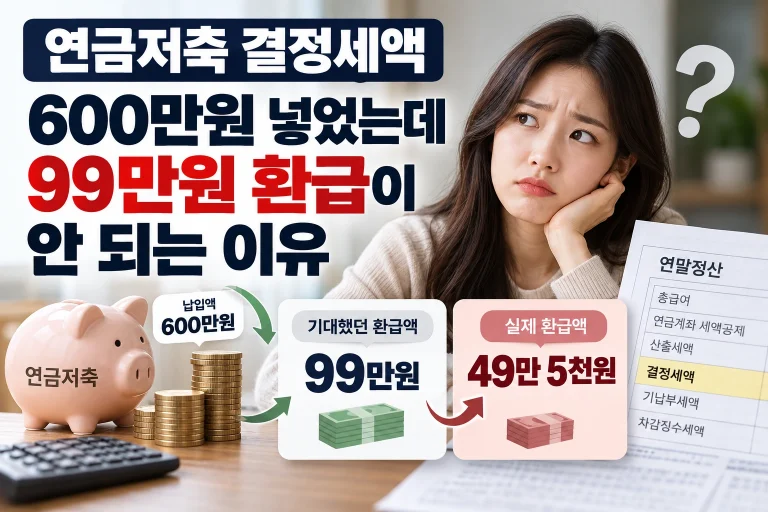 연금저축 결정세액 600만원 납입과 99만원 환급 차이