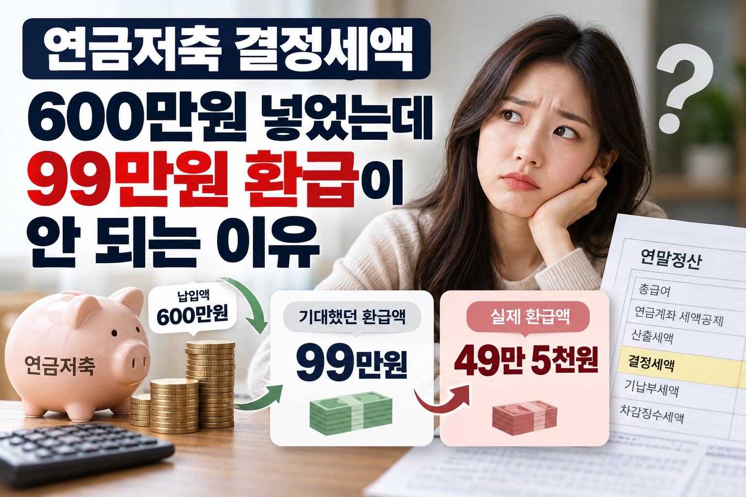 연금저축 결정세액 600만원 납입과 99만원 환급 차이
