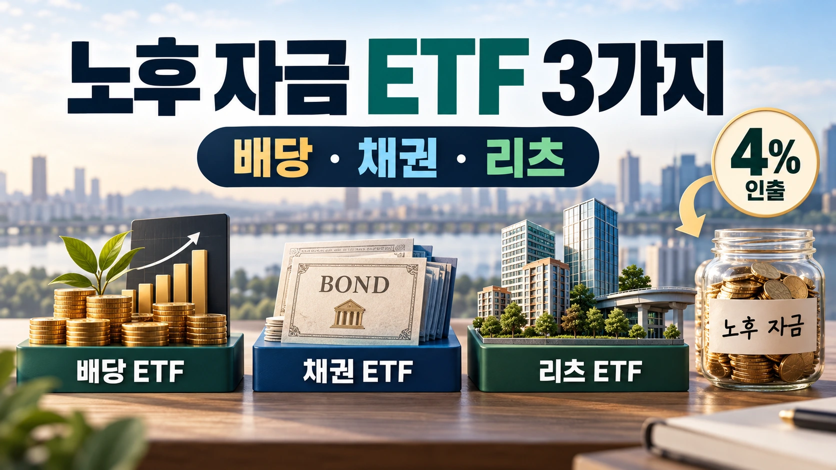 은퇴자 노후 자금 ETF 3가지 배당 채권 리츠 포트폴리오와 4% 인출법
