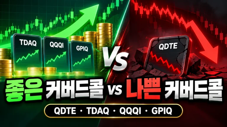 좋은 커버드콜 나쁜 커버드콜 (TDAQ, QQQI, GPIQ, QDTE)을 1분 만에 구별하는 법을 실제 수치로 비교합니다.